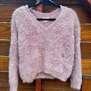 Oversized Fuzzy V-neck Sweater